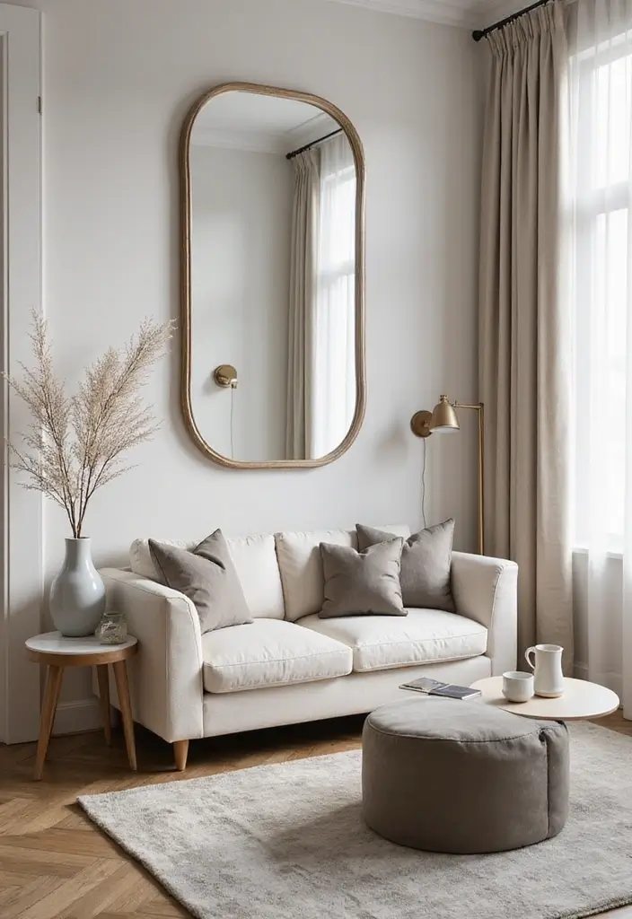 26 Living Room Decor With Mirror Ideas That Add Depth and Light - 1. Oversized Statements