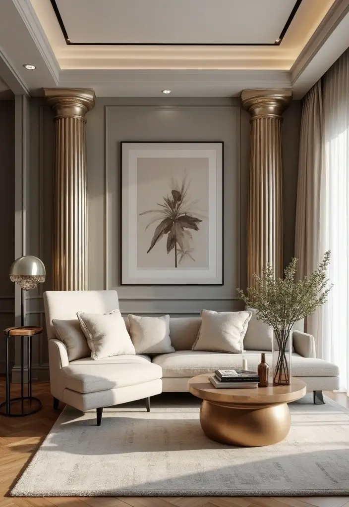 26 Living Room Decor With Mirror Ideas That Add Depth and Light - 13. Mirrored Columns or Pillars