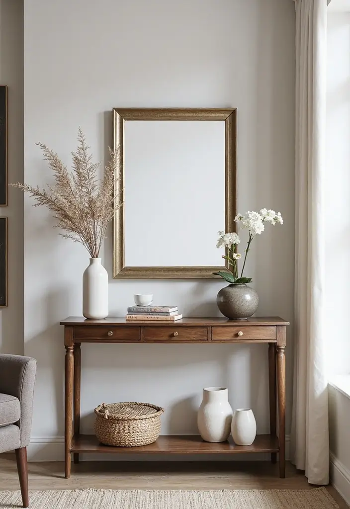 26 Living Room Decor With Mirror Ideas That Add Depth and Light - 19. Mirror Topped Side Tables