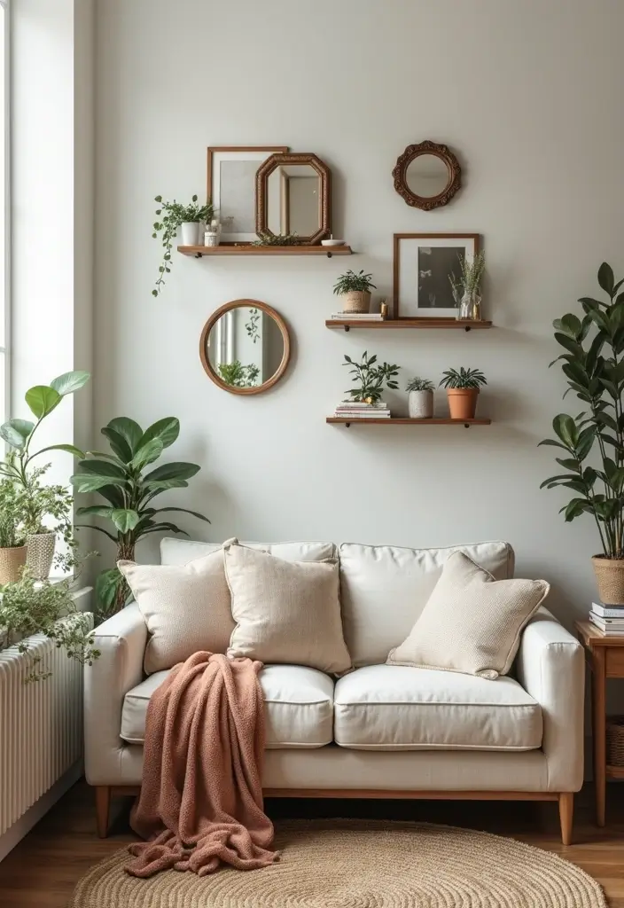 26 Living Room Decor With Mirror Ideas That Add Depth and Light - 5. Mirror Accents