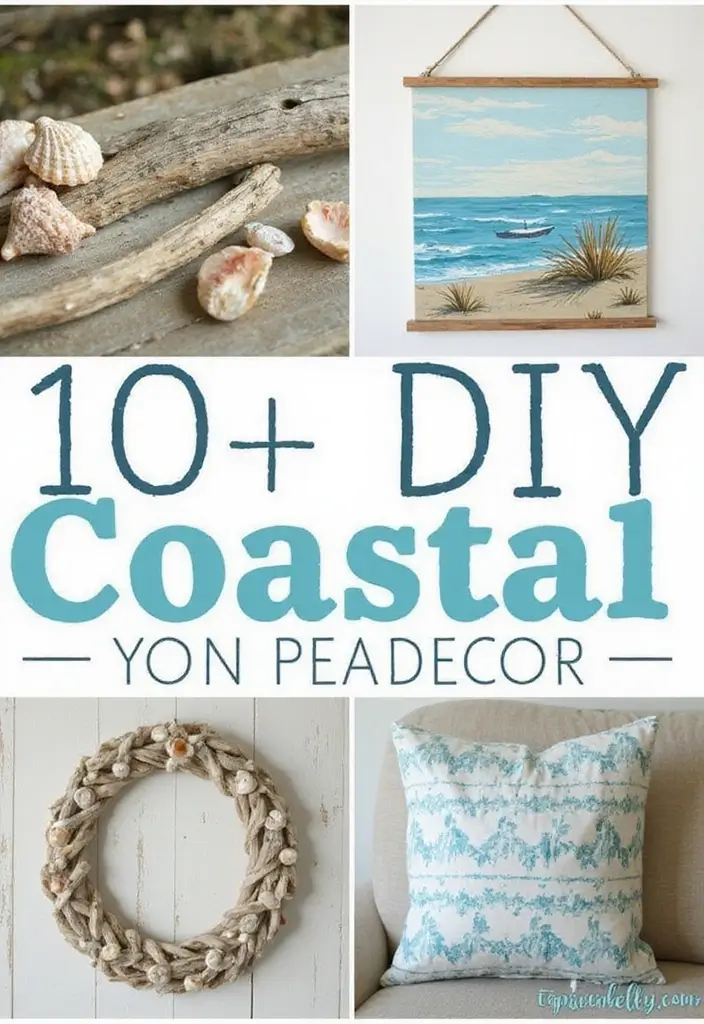 27 Blue White Living Room Ideas That Feel Fresh and Coastal - 18. Coastal-Themed DIY Projects