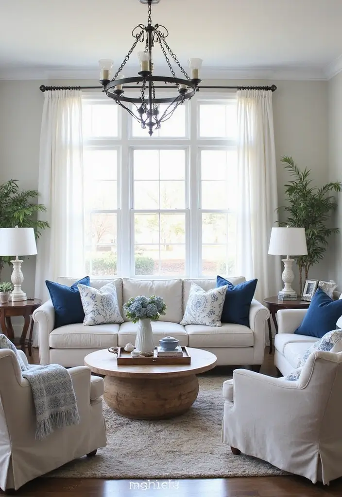 27 Blue White Living Room Ideas That Feel Fresh and Coastal - 24. Seasonal Decor Changes