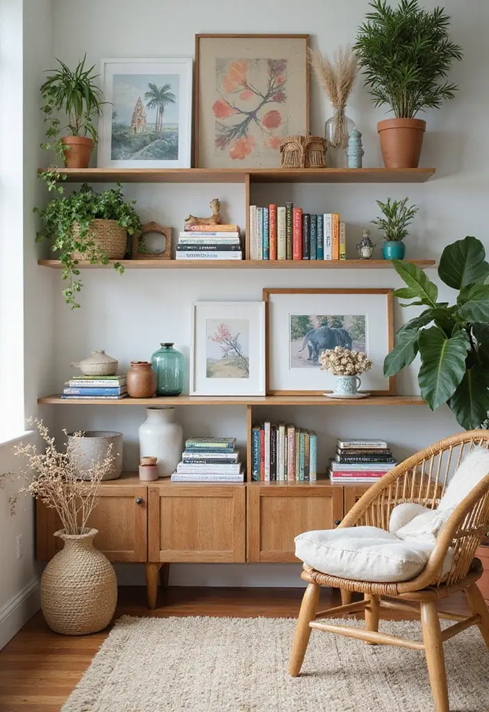 27 Bold Living Room Ideas That Make a Strong Design Statement - 14. Open Shelving with Curated Decor