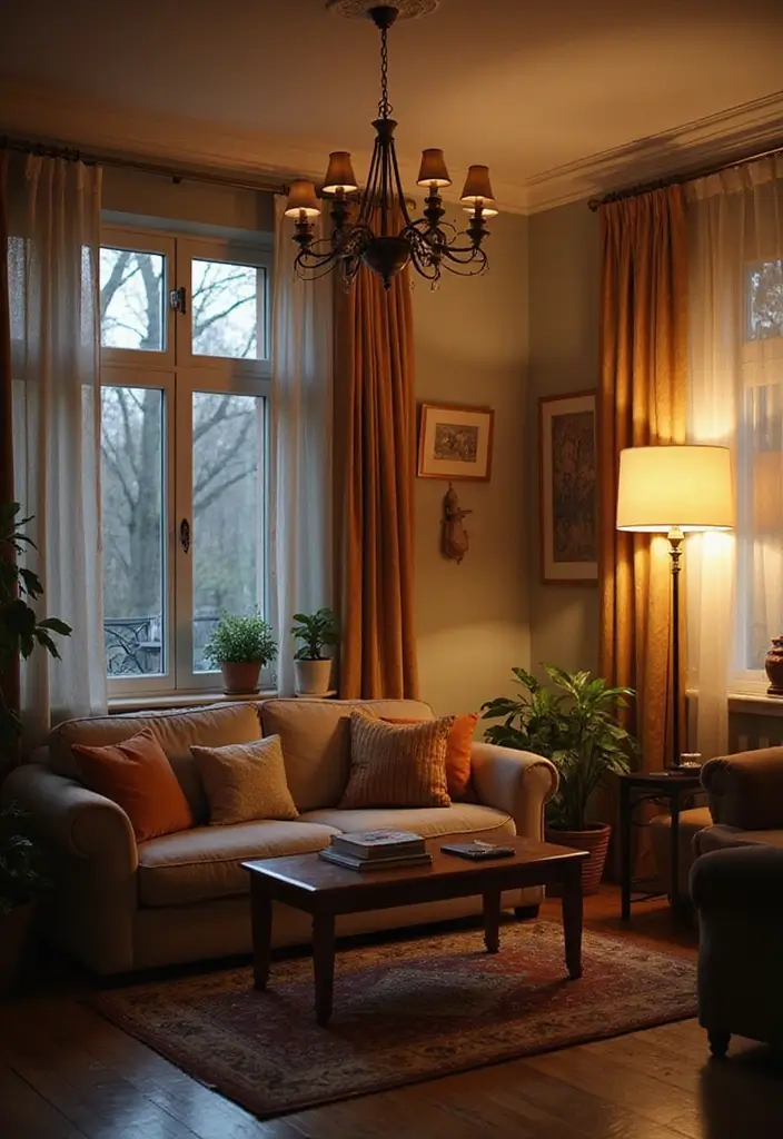 27 Bold Living Room Ideas That Make a Strong Design Statement - 15. Layered Lighting