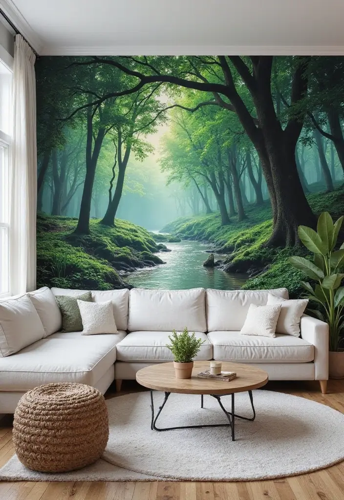 27 Bold Living Room Ideas That Make a Strong Design Statement - 2. Artistic Wall Murals