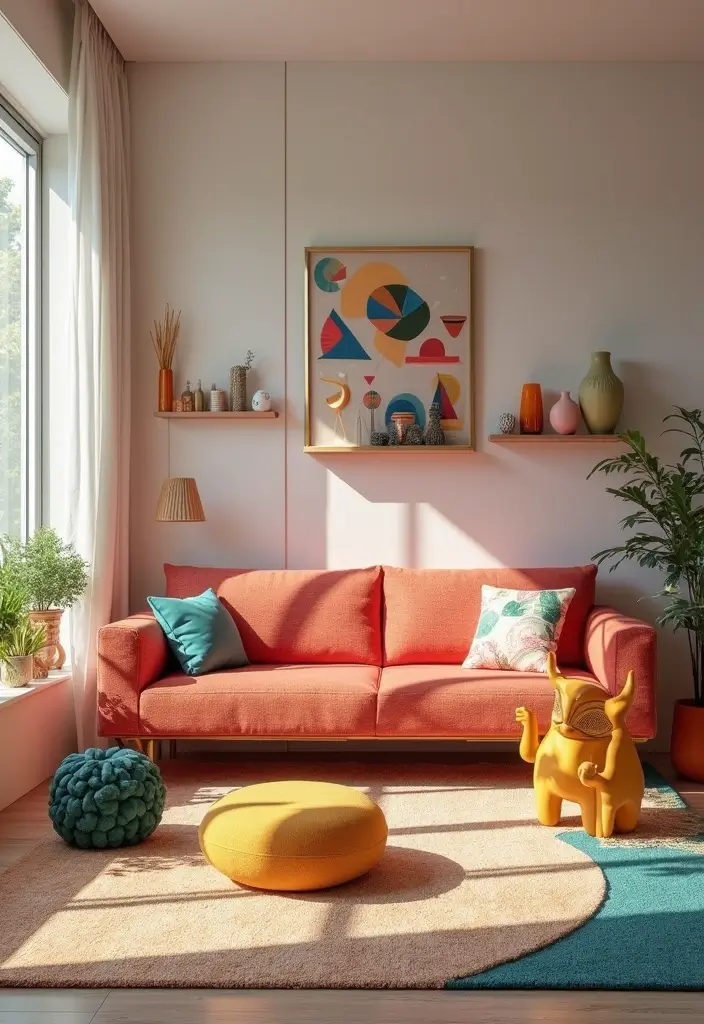 27 Bold Living Room Ideas That Make a Strong Design Statement - 21. Whimsical Accessories