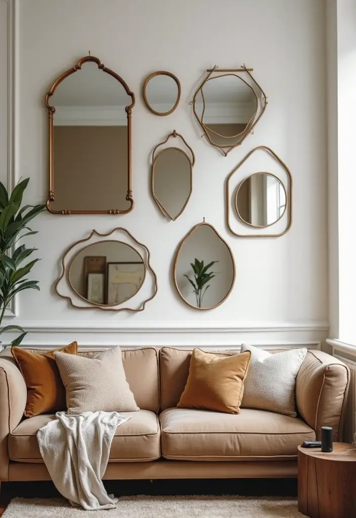 27 Bold Living Room Ideas That Make a Strong Design Statement - 23. Decorative Mirrors