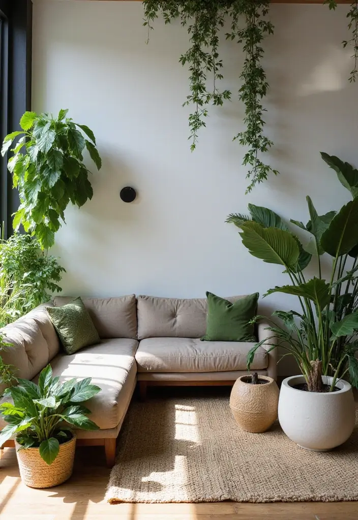 27 Bold Living Room Ideas That Make a Strong Design Statement - 6. Greenery and Biophilic Design