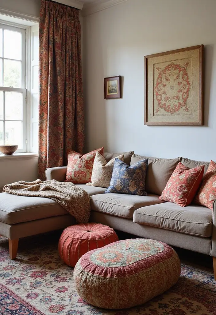 27 Bold Living Room Ideas That Make a Strong Design Statement - 8. Global Textiles