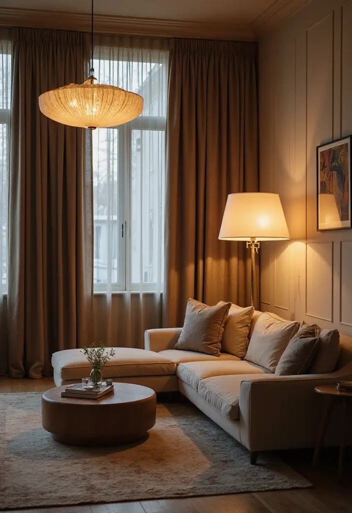 27 Bold Living Room Ideas That Make a Strong Design Statement - 9. Unique Lighting Fixtures