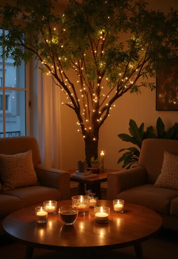 27 Christmas Living Room Decorations That Feel Cozy and Magical - 15. Eco-Conscious Lighting