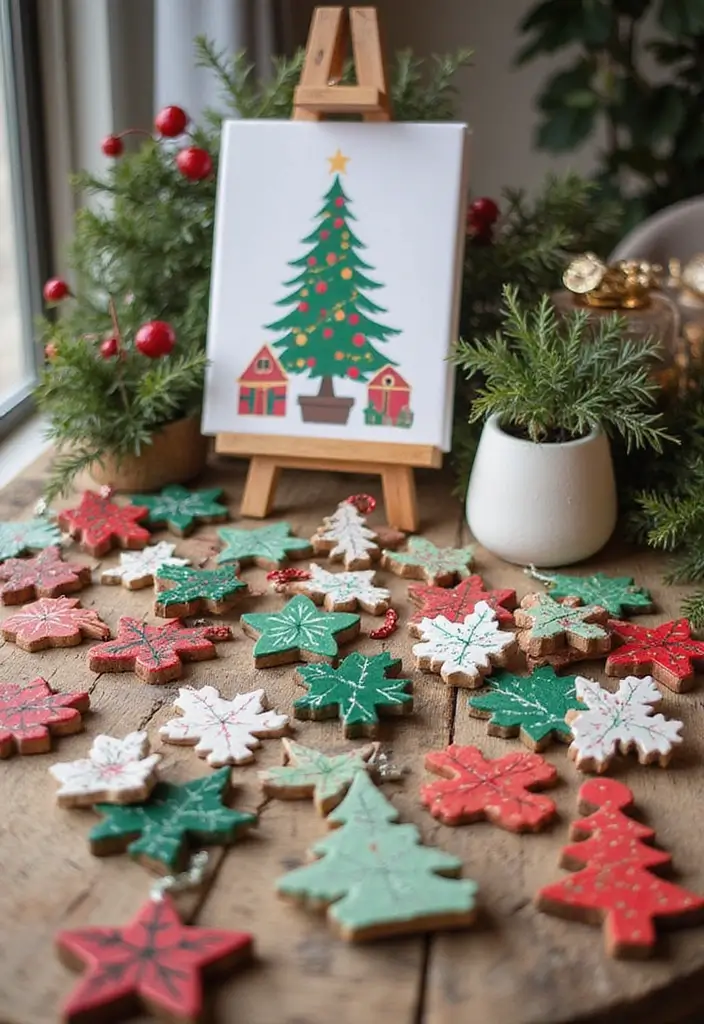 27 Christmas Living Room Decorations That Feel Cozy and Magical - 18. Hand-Painted Decorations