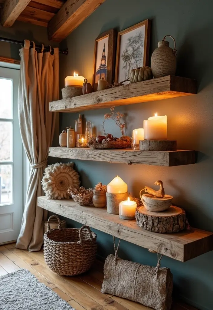 27 Christmas Living Room Decorations That Feel Cozy and Magical - 21. Reclaimed Wood Displays