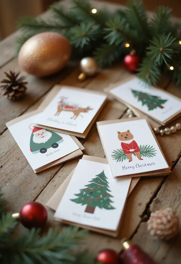 27 Christmas Living Room Decorations That Feel Cozy and Magical - 22. Sustainable Christmas Cards