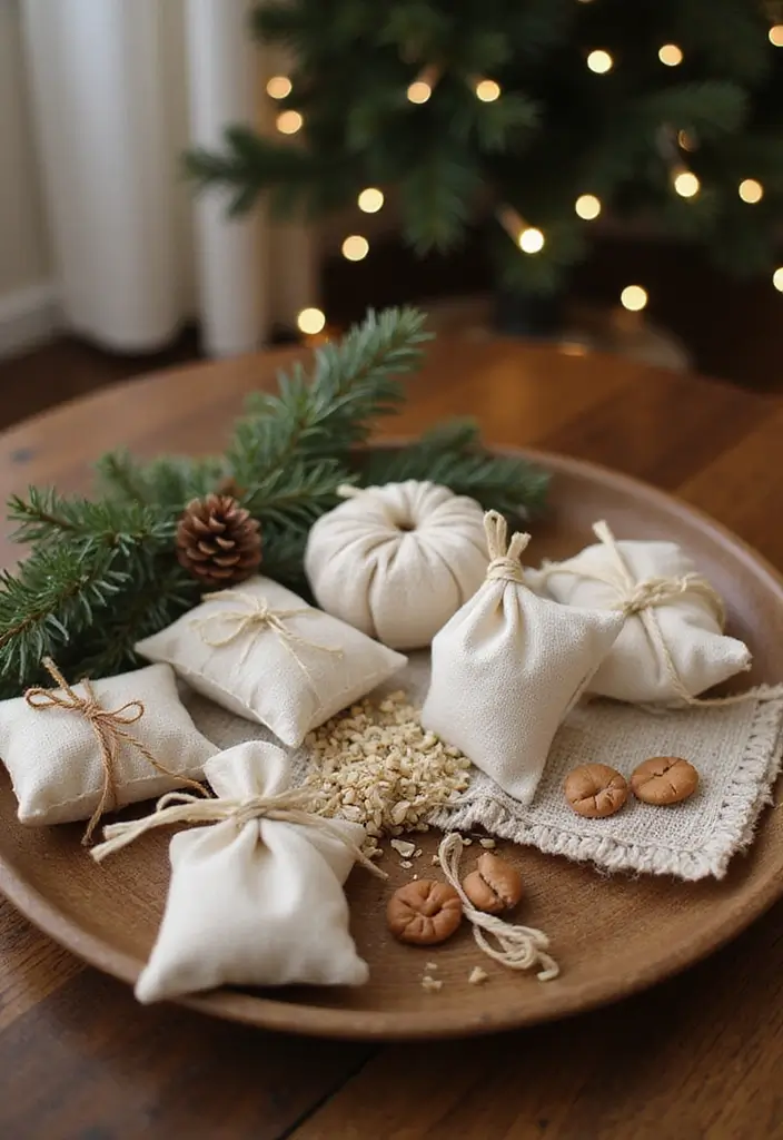 27 Christmas Living Room Decorations That Feel Cozy and Magical - 23. DIY Holiday Scented Sachets