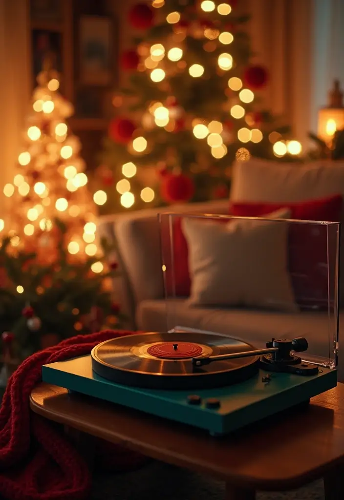 27 Christmas Living Room Decorations That Feel Cozy and Magical - 27. Magical Holiday Music