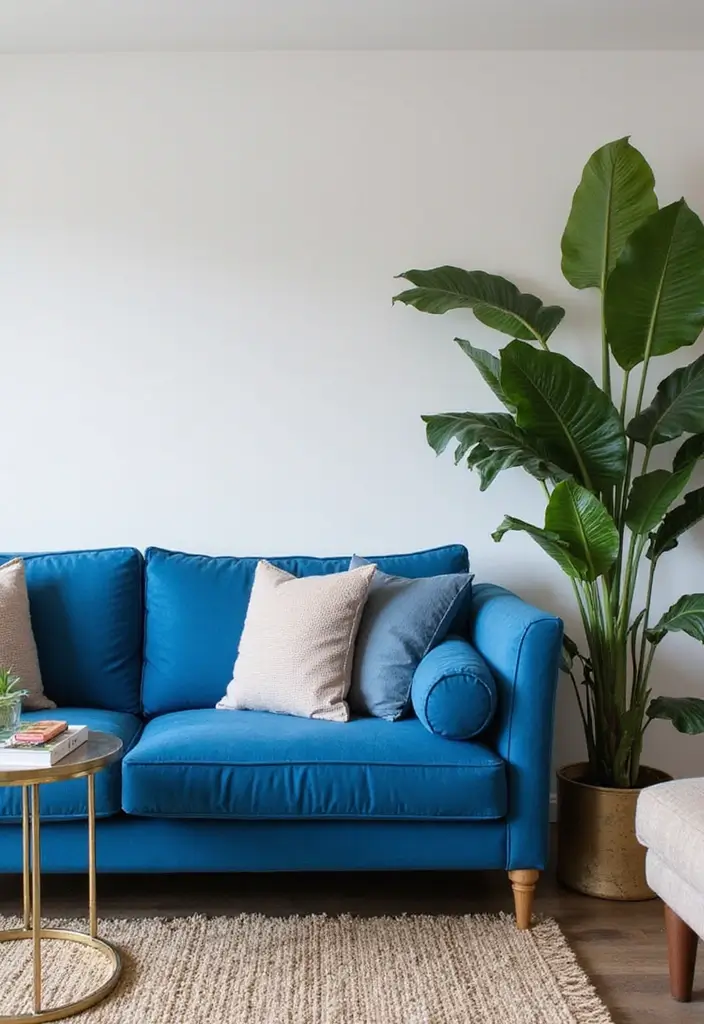 27 Cobalt Blue Living Room Ideas That Feel Bold and Unique - 2. Cobalt Blue Sofa as the Centerpiece