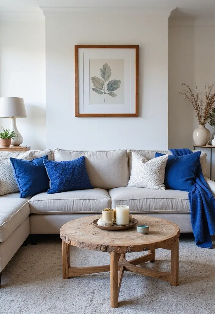 27 Cobalt Blue Living Room Ideas That Feel Bold and Unique - 24. Cobalt Blue for Seasonal Decor