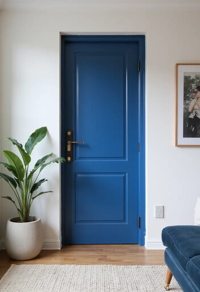 27 Cobalt Blue Living Room Ideas That Feel Bold and Unique - 27. Cobalt Blue for a Bold Door