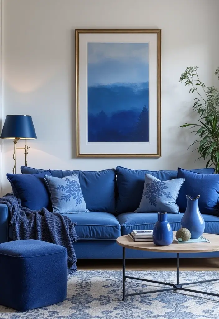 27 Cobalt Blue Living Room Ideas That Feel Bold and Unique - 8. Cobalt Blue Accessories for Subtle Impact