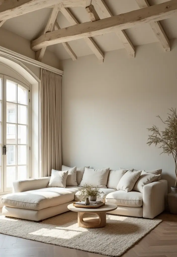 27 Cream Living Room Ideas That Feel Soft and Elegant - 14. Unique Ceiling Designs