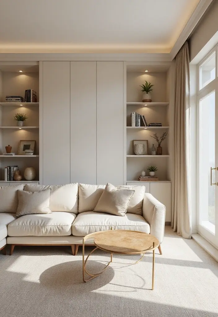 27 Cream Living Room Ideas That Feel Soft and Elegant - 22. Area Dividers