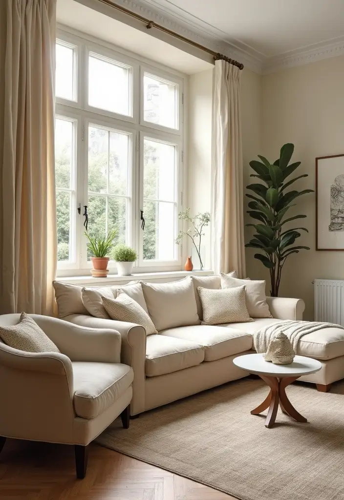 27 Cream Living Room Ideas That Feel Soft and Elegant - 24. Upcycled Furniture