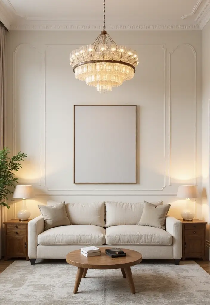 27 Cream Living Room Ideas That Feel Soft and Elegant - 3. Elegant Lighting Fixtures