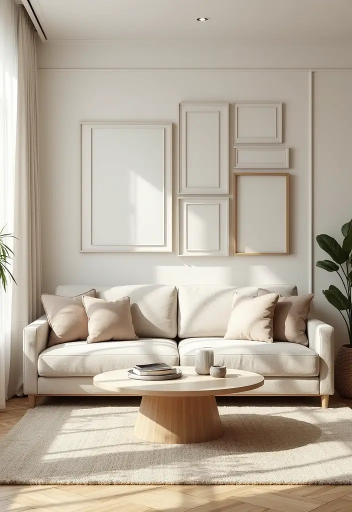 27 Cream Living Room Ideas That Feel Soft and Elegant - 4. Artful Wall Decor