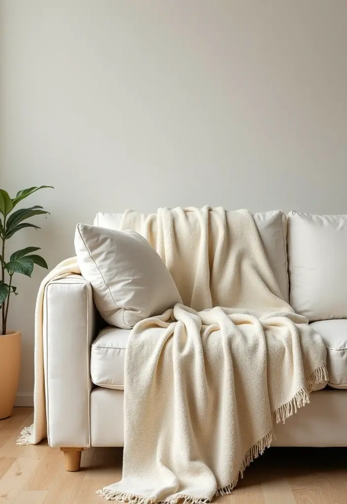 27 Cream Living Room Ideas That Feel Soft and Elegant - 8. Soft Throw Blankets