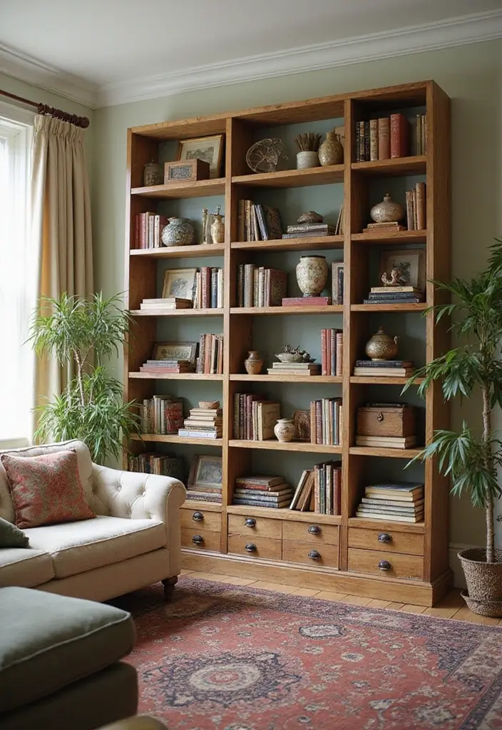 27 Cube Organizer Ideas Living Room That Keep Things Neat and Stylish - 11. Vintage-Inspired Cube Organizers