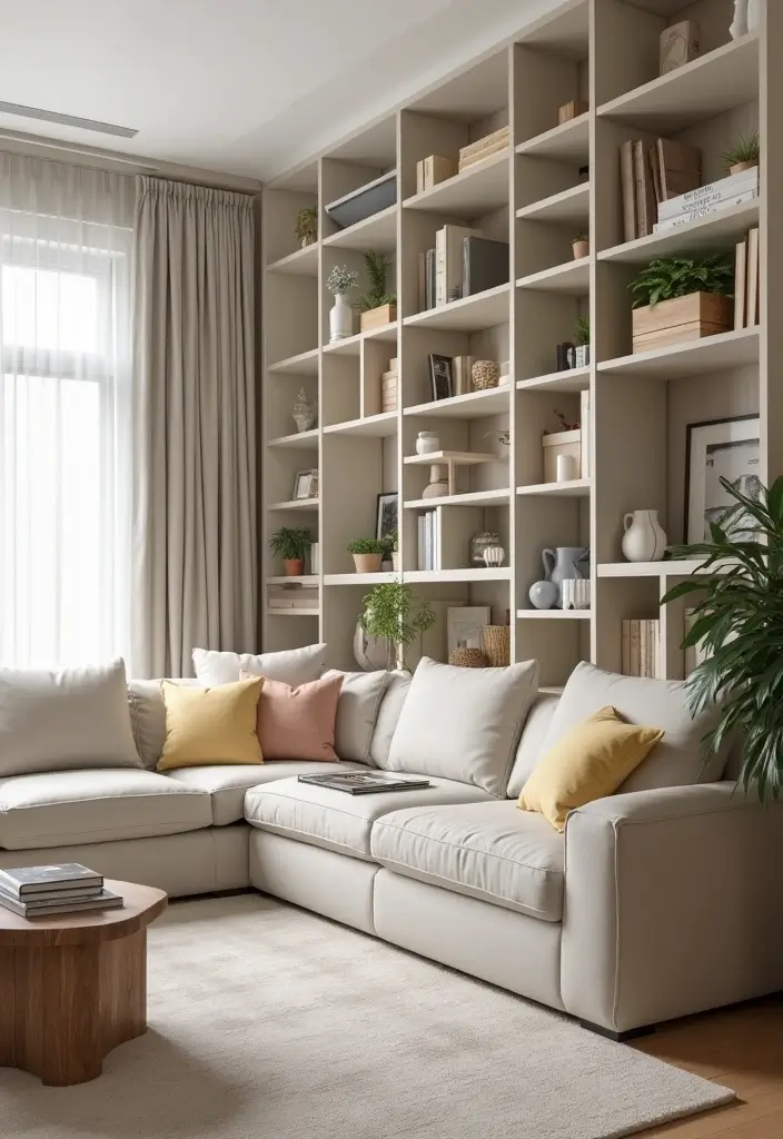 27 Cube Organizer Ideas Living Room That Keep Things Neat and Stylish - 15. Cube Organizers in Neutrals