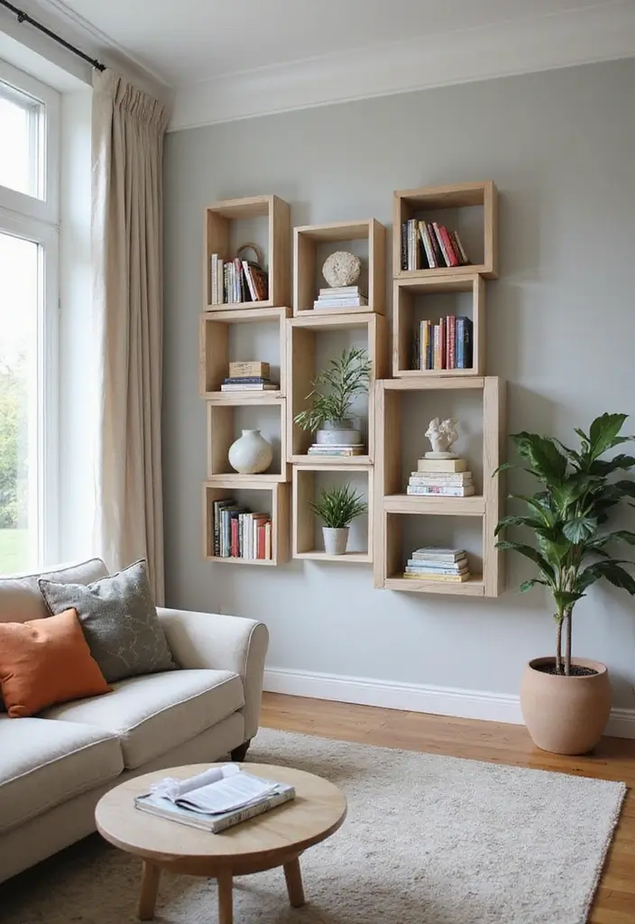 27 Cube Organizer Ideas Living Room That Keep Things Neat and Stylish - 17. Wall-Mounted Cube Organizers