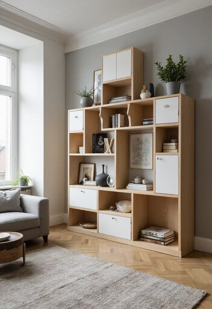 27 Cube Organizer Ideas Living Room That Keep Things Neat and Stylish - 24. Cube Organizers with Unique Shapes