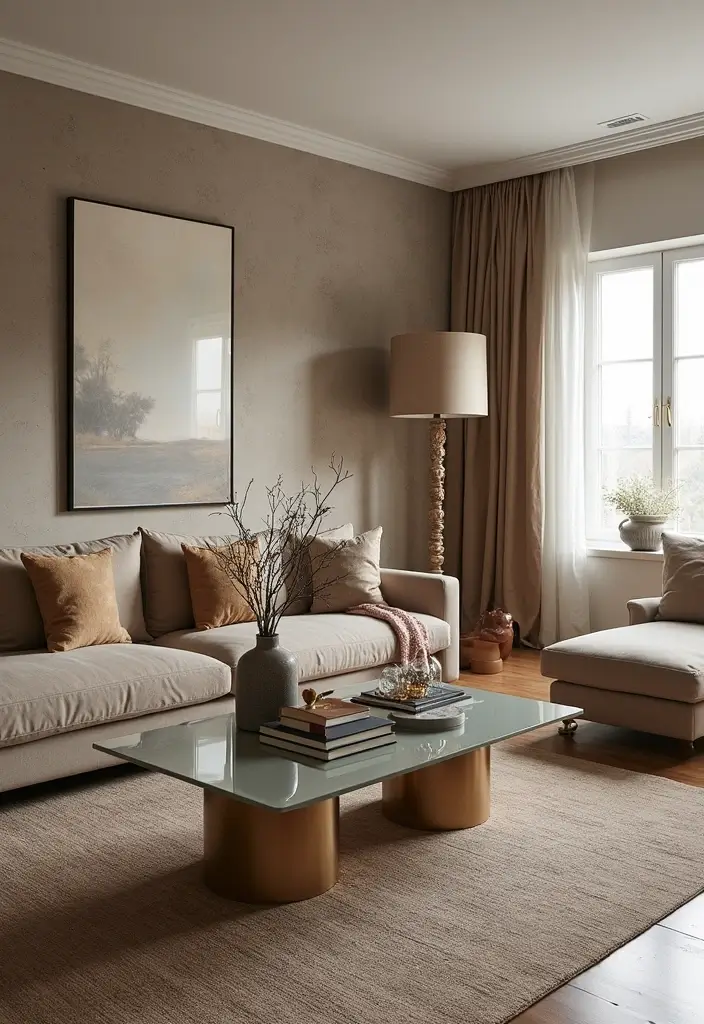 27 Earthy Decor Living Room Ideas That Feel Natural and Soothing - 20. Use Reflective Surfaces