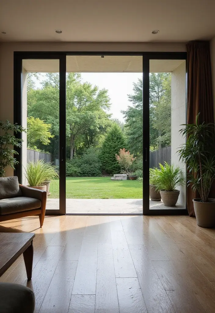 27 Earthy Decor Living Room Ideas That Feel Natural and Soothing - 27. Create Outdoor-Indoor Flow