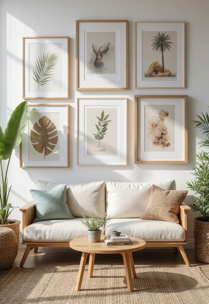 27 Earthy Decor Living Room Ideas That Feel Natural and Soothing - 8. Add Natural Art
