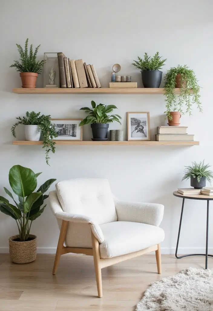 27 Living Room Storage Ideas That Keep Things Organized and Hidden - 2. Floating Shelves for Decor and Organization