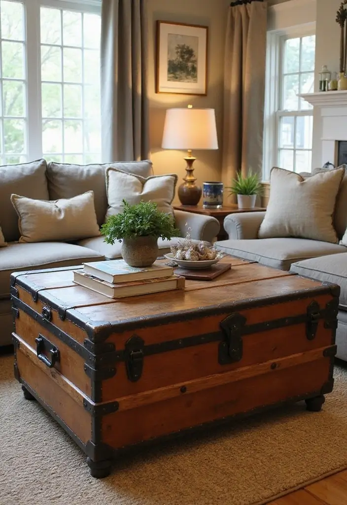 27 Living Room Storage Ideas That Keep Things Organized and Hidden - 21. Vintage Trunks for Storage
