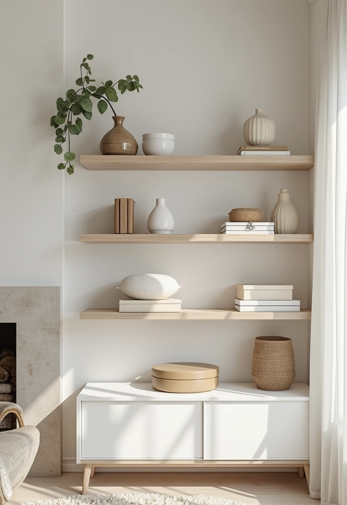 27 Living Room Storage Ideas That Keep Things Organized and Hidden - 23. Decorative Boxes on Shelves