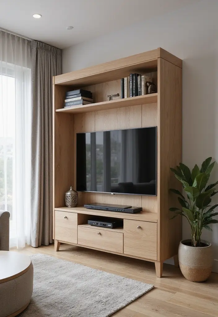 27 Living Room TV Unit Designs Modern Luxury Ideas That Feel Sleek - 14. Vertical Emphasis