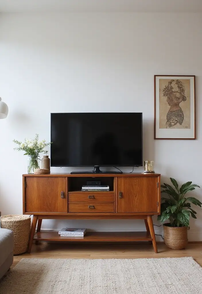 27 Living Room TV Unit Designs Modern Luxury Ideas That Feel Sleek - 17. Vintage Finds