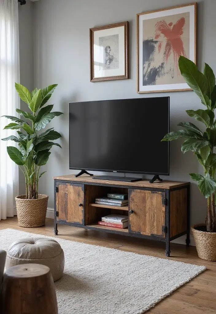 27 Living Room TV Unit Designs Modern Luxury Ideas That Feel Sleek - 4. Industrial Chic