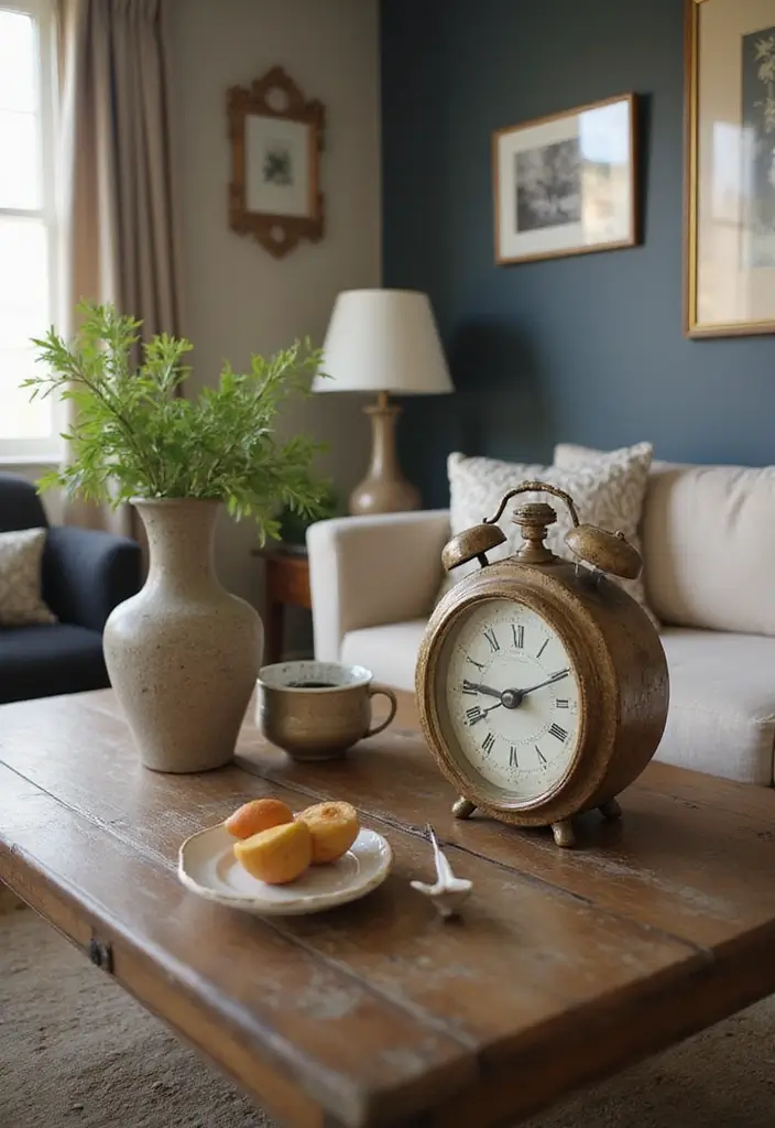 27 Living Room Table Decor Coffee Tables That Elevate the Look - 10. Vintage Finds