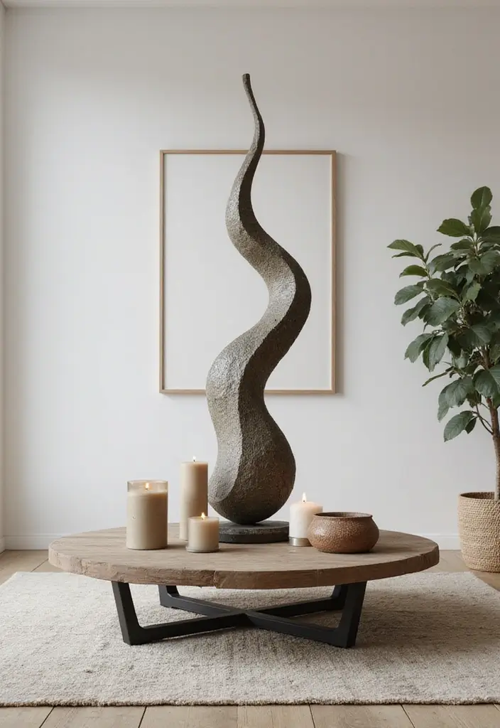 27 Living Room Table Decor Coffee Tables That Elevate the Look - 12. Artistic Statement Pieces