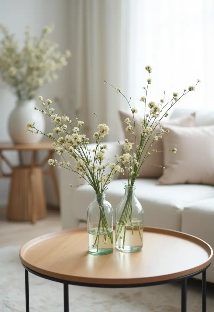 27 Living Room Table Decor Coffee Tables That Elevate the Look - 14. Artistic Arrangement of Florals