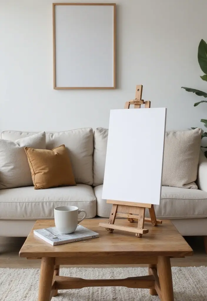 27 Living Room Table Decor Coffee Tables That Elevate the Look - 23. Minimalist Artwork