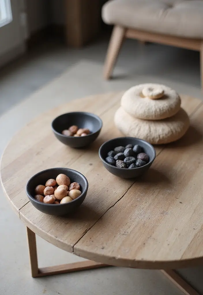 27 Living Room Table Decor Coffee Tables That Elevate the Look - 25. Simple Decorative Bowls
