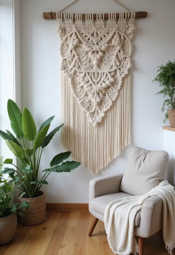 27 Living Room Wall Decor Ideas Indian Style That Add Color and Culture - 13. Macramé Wall Decor