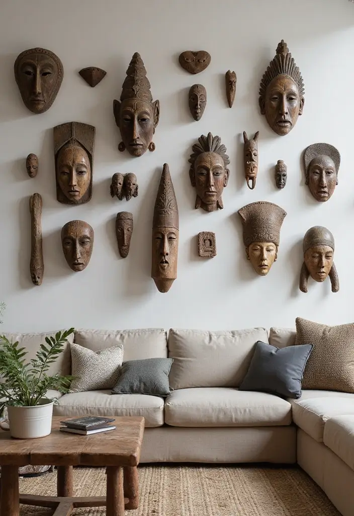 27 Living Room Wall Decor Ideas Indian Style That Add Color and Culture - 18. Cultural Artifacts